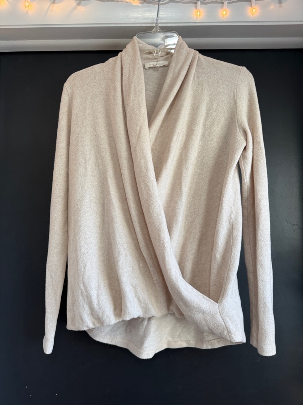 Soft Draped Open-Front Cardigan in Light Cream